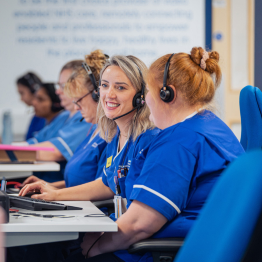 Blue Lozenge strategic communications support for NHS transformation and healthcare engagement NHS nurses working in a digital care hub